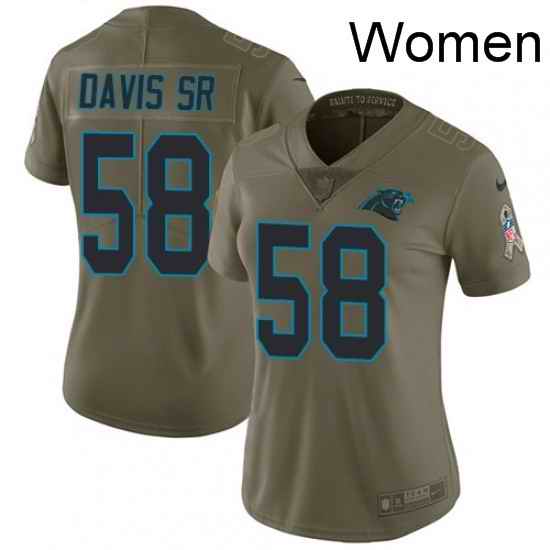Womens Nike Carolina Panthers 58 Thomas Davis Limited Olive 2017 Salute to Service NFL Jersey